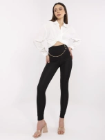 Czarne damskie legginsy z łańcuszkiem