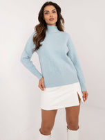 Hurt Jasnoniebieski damski sweter z długim rękawem i półgolfem