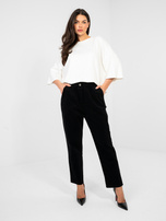 Czarne damskie spodnie paperbag z sztruksu