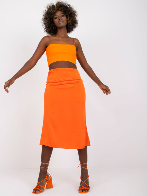 Pomarańczowa spódnica trapezowa midi Terrassa RUE PARIS