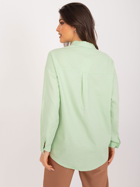Hurtownia Pistacjowa koszula oversize z bawełny