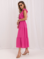 Hurt Dark pink dress with ruffles and elastic at the waist.