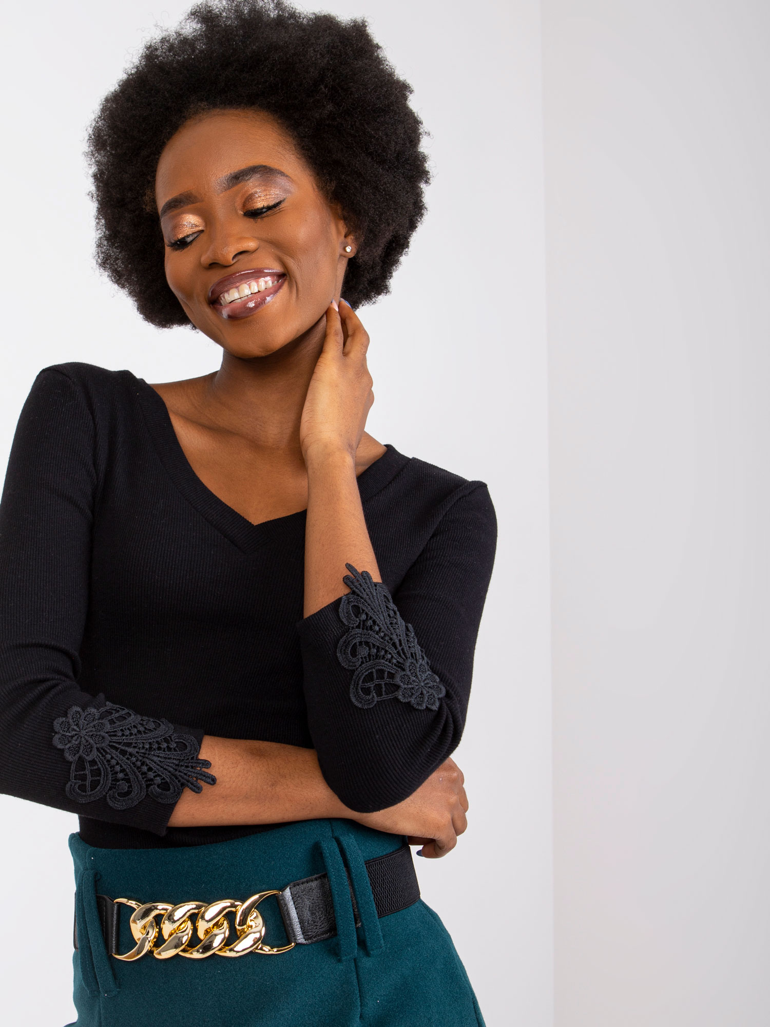 Černá pruhovaná blůza Alissia RUE PARIS.