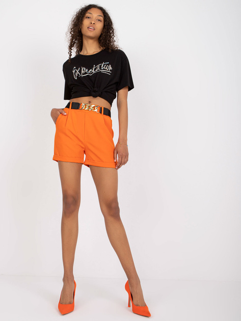Pomarańczowe szorty eleganckie z wysokim stanem