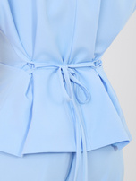 Pastelowy niebieski elegancki komplet ze spodniami RUE PARIS 