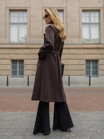 RUE PARIS Brown elegant coat with a tied belt.