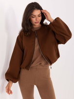 Brązowa kurtka z bufiastymi rękawami 