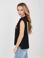 Czarny damski t-shirt bez rękawów SUBLEVEL 