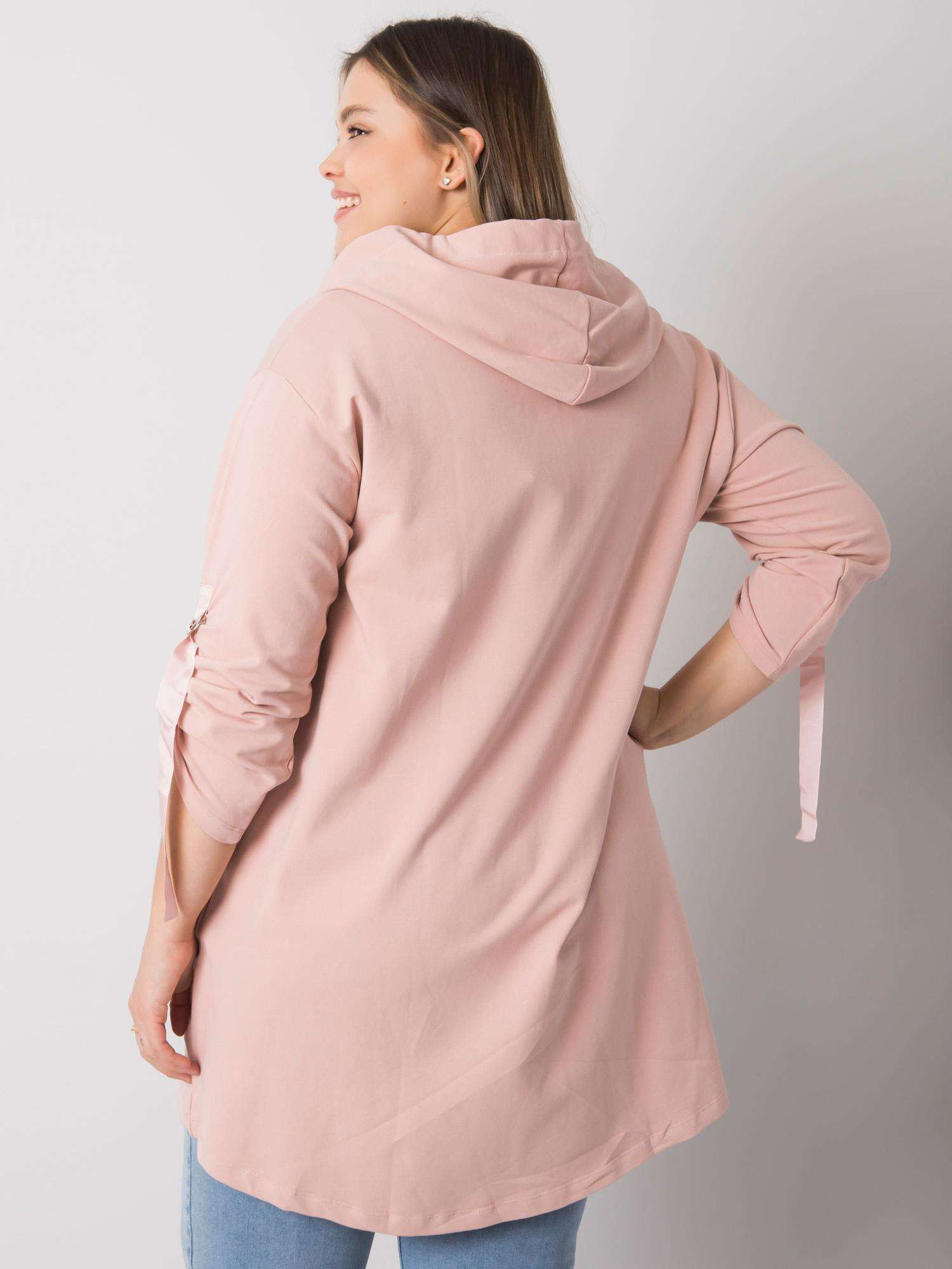 Brudnoróżowa bluza plus size na suwak Zurich