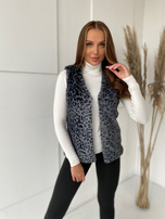 Grafitowa kamizelka futrzana w cętki Perrina