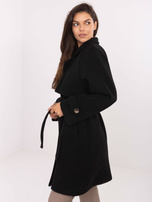 Czarny płaszcz z paskami na rękawach RUE PARIS