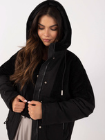 Hurt Czarna damska kurtka przejściowa z kieszeniami na suwak