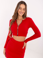 Czerwony komplet z krótką bluzką RUE PARIS 