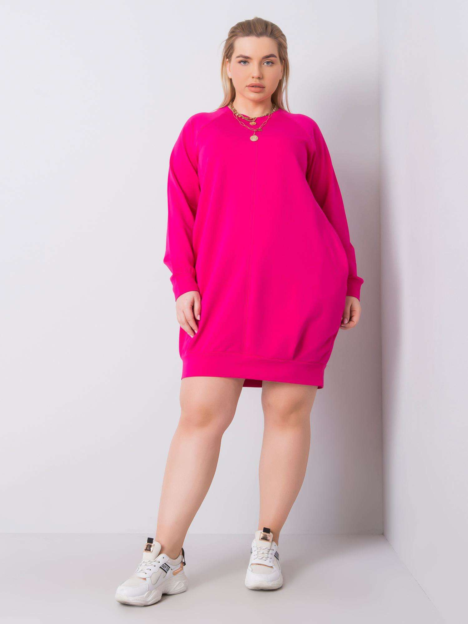Fuksijna obleka plus size mini Ariadne.