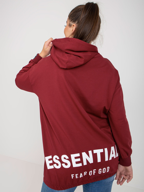 Hurt Bordowa rozpinana bluza plus size z nadrukiem z tyłu