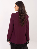 Burgundowo-czarna elegancka marynarka z koronką