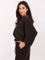 Czekoladowa koszulowa bluzka ze sztruksu