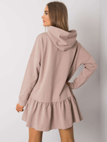 Ciemnobeżowa sukienka dresowa z kapturem Aliye