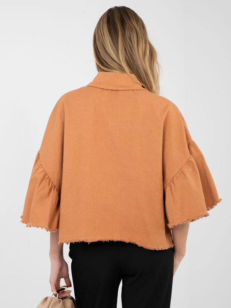 Ceglasta jeansowa kurtka z rękawem 3/4 RUE PARIS