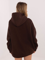 Czekoladowo-bordowa dresowa bluza z kapturem RUE PARIS 