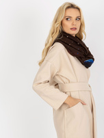 Hurtownia Brązowa damska chusta komin z nadrukiem 