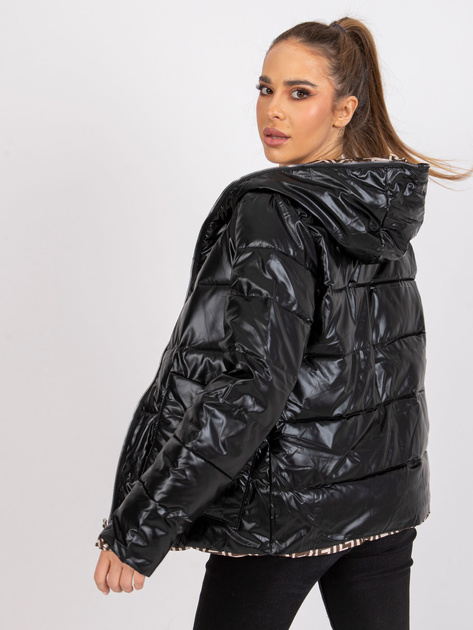 Czarna kurtka dwustronna z kapturem Arta