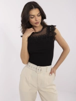 Czarna dopasowana bluzka z siateczką