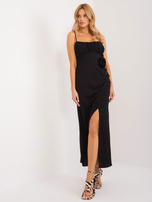 Hurt Czarna sukienka koktajlowa z ozdobnym kwiatem