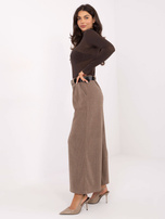 Ciemnobeżowe sztruksowe spodnie z kieszeniami RUE PARIS