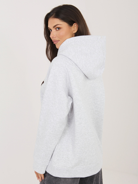 Jasnoszara melanżowa ocieplana bluza z kapturem RUE PARIS