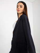 Hurt Granatowa elegancka marynarka od garnituru z paskiem