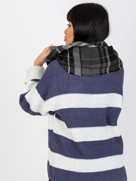 Hurtownia Czarno-biały damski komin zimowy w kratę