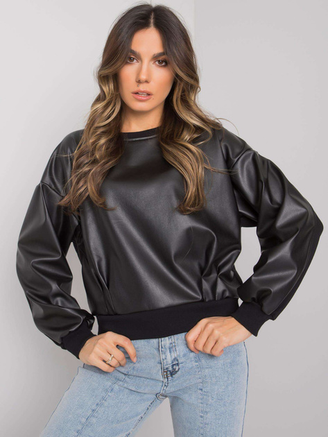 Czarna bluza z wstawką z ekoskóry Ancora RUE PARIS