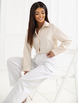 Beżowa damska koszula w paski 