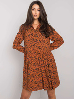 Brown dress with prints Rima FRESH MADE
