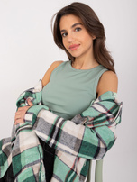 Hurtownia Pistacjowy prążkowany top bez rękawów