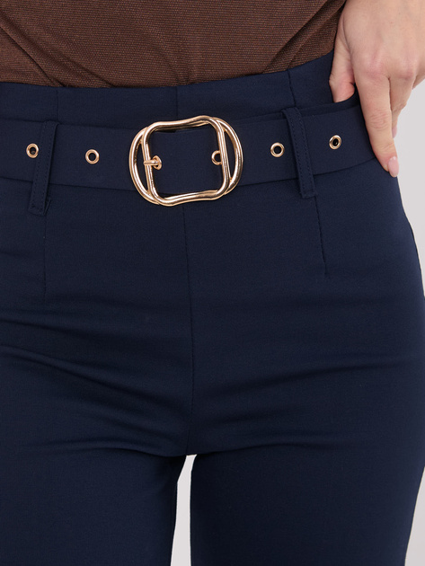 Granatowe spodnie straight leg w kant