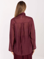 Burgundowa rozpinana koszula z kokardą 