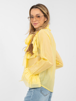 Żółta prześwitująca koszula z kokardą 