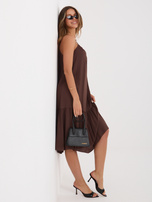 Czekoladowa letnia sukienka na ramiączkach 