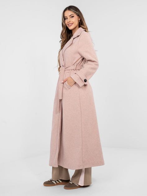 Brudnoróżowy dwurzędowy płaszcz z podszewką