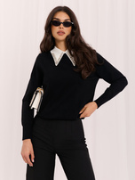 Czarny elegancki sweter z cyrkoniami