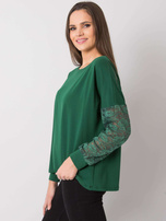 Dunkelgrüne Bluse mit Spitze Shantelle RUE PARIS.