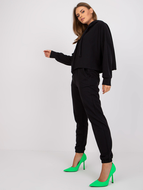 Czarny dwuczęściowy komplet dresowy basic z bawełny