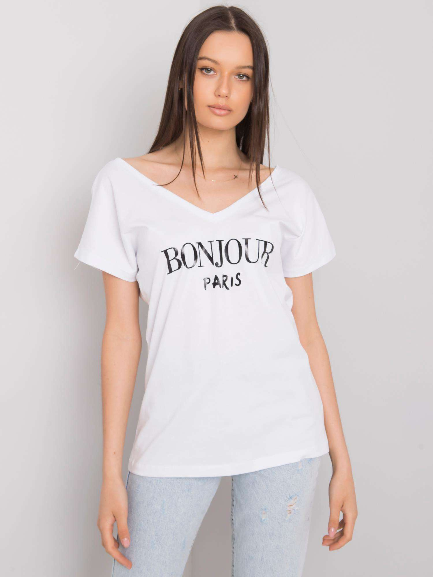 Biały t-shirt z nadrukiem Hortense
