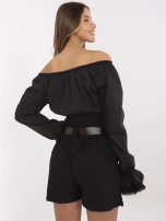 Czarne damskie spódnico-spodenki z zakładkami