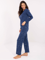 Ciemnoniebieska bawełniana piżama w gwiazdki