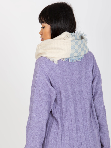 Hurt Ecru-niebieski damski komin zimowy w kratkę