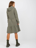 Hurt Khaki rozkloszowana sukienka dresowa z falbaną FRESH MADE 