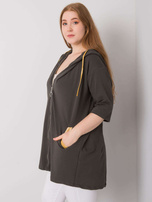 Khaki bluza plus size na suwak Lounes